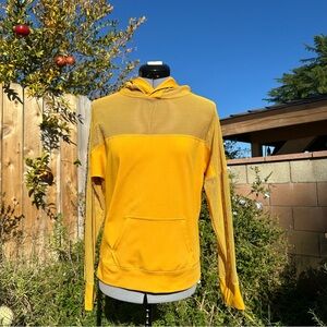 Mustard Yellow Mesh Hoodie Love Print Size L/XL Pullover